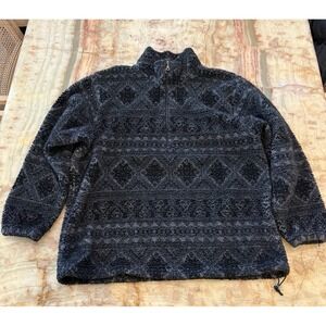 Woolrich XL Sherpa Fleece 1/4 Zip Pullover Men's Charcoal Textured Sweater